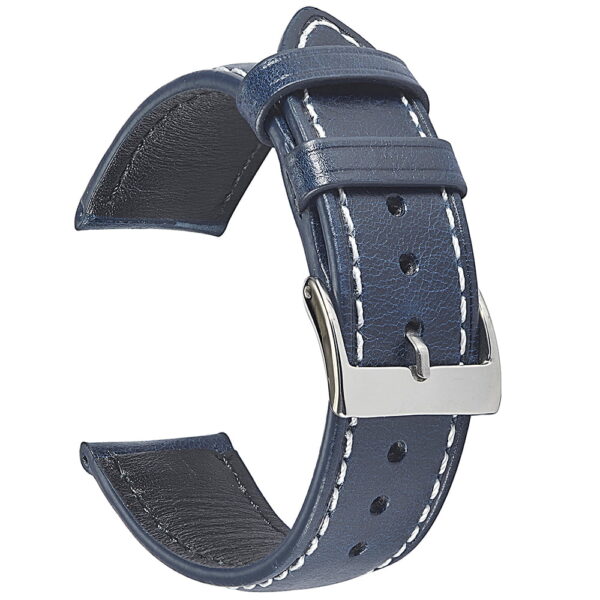 Vintage Italian Waxed Leather Watch Strap 20MM - Blue - Image 2