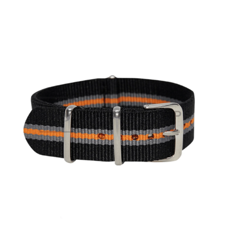 Black Orange Grey Nylon Watch Strap