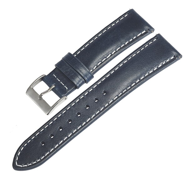 Vintage Italian Waxed Leather Watch Strap 20MM - Blue